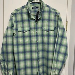 NWT Men's Polo Ralph Lauren Western Shirt Plaid